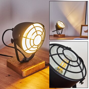 Malix Lampada da tavolo Legno chiaro, Nero, 1-Luce