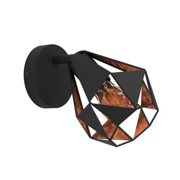 Illuminazione Eglo CARLTON Applique, Faretto da parete Ramato, Nero, 1-Luce