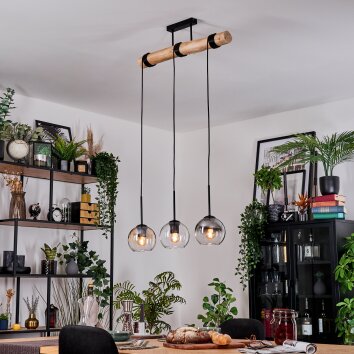 Koyoto Lampadario a sospensione, Lampada a sfera, Lampada a sospensione Écru, Nero, 3-Luci
