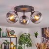 Gastor Plafoniera, Lampada a sfera Cromo, Chiaro, Grigio fumo, 3-Luci