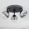 Chehalis Plafoniera, Lampada a sfera Chiaro, Grigio fumo, 3-Luci