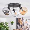 Koyoto Plafoniera, Lampada a sfera Ambrato, Cromo, Chiaro, Grigio fumo, 3-Luci
