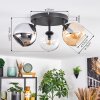 Koyoto Plafoniera, Lampada a sfera Ambrato, Cromo, Chiaro, Grigio fumo, 3-Luci