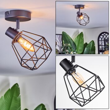 Yaak Plafoniera, Faretto da soffitto Nero, 1-Luce