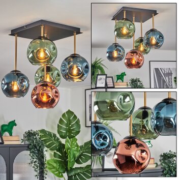 Ripoll Plafoniera, Lampada a sfera Oro, Nero, 5-Luci