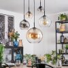 Koyoto Lampadario a sospensione, Lampada a sfera, Lampada a sospensione Ambrato, Chiaro, Grigio fumo, 5-Luci