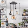 Koyoto Lampadario a sospensione, Lampada a sfera, Lampada a sospensione Ambrato, Chiaro, Grigio fumo, 5-Luci