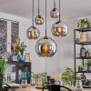 Koyoto Lampadario a sospensione, Lampada a sfera, Lampada a sospensione Cromo, Grigio fumo, 5-Luci