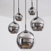 Koyoto Lampadario a sospensione, Lampada a sfera, Lampada a sospensione Cromo, Grigio fumo, 5-Luci