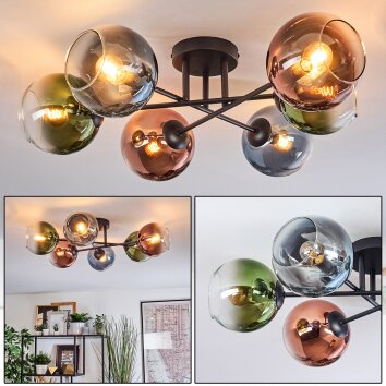 Koyoto Plafoniera, Lampada a sfera 59 cm Blu, Verde, Chiaro, Ramato, 6-Luci