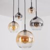 Koyoto Lampadario a sospensione, Lampada a sfera, Lampada a sospensione Ambrato, Chiaro, Grigio fumo, 5-Luci