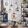Koyoto Lampadario a sospensione, Lampada a sfera, Lampada a sospensione Ambrato, Chiaro, Grigio fumo, 5-Luci