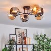 Koyoto Plafoniera, Lampada a sfera 59 cm Ambrato, Cromo, Grigio fumo, 6-Luci