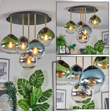 Gastor Plafoniera, Lampada a sfera Ottone, Nero, 5-Luci