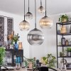 Koyoto Lampadario a sospensione, Lampada a sfera, Lampada a sospensione Ambrato, Chiaro, Grigio fumo, 5-Luci