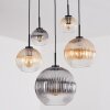 Koyoto Lampadario a sospensione, Lampada a sfera, Lampada a sospensione Ambrato, Chiaro, Grigio fumo, 5-Luci