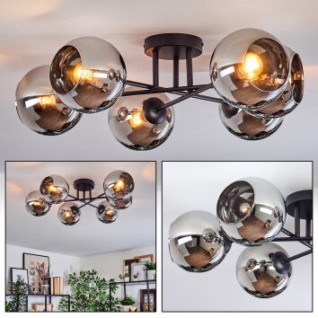 Koyoto Plafoniera, Lampada a sfera 59 cm Cromo, Grigio fumo, 6-Luci