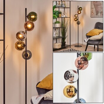 Koyoto Lampada a sfera, Lampada da terra 32 cm Blu, Cromo, Oro, Verde, Ramato, Grigio fumo, 5-Luci