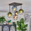 Gastor Plafoniera, Lampada a sfera 37 cm Blu, Cromo, Verde, Chiaro, Grigio fumo, 5-Luci