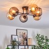 Koyoto Plafoniera, Lampada a sfera 59 cm Ambrato, Grigio fumo, 6-Luci