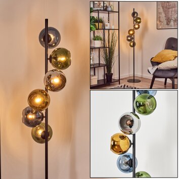 Koyoto Lampada a sfera, Lampada da terra Blu, Cromo, Oro, Verde, Grigio fumo, 6-Luci