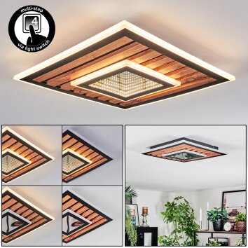 Meron Plafoniera LED Aspetto del legno, Nero, 1-Luce