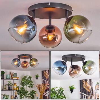 Koyoto Plafoniera, Lampada a sfera Blu, Verde, Ramato, 3-Luci
