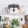Koyoto Plafoniera, Lampada a sfera Ambrato, Chiaro, Grigio fumo, 3-Luci