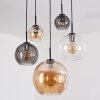 Koyoto Lampadario a sospensione, Lampada a sfera, Lampada a sospensione 45 cm Ambrato, Chiaro, Grigio fumo, 5-Luci