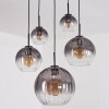 Koyoto Lampadario a sospensione, Lampada a sfera, Lampada a sospensione Chiaro, Grigio fumo, 5-Luci