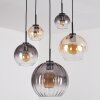 Koyoto Lampadario a sospensione, Lampada a sfera, Lampada a sospensione Ambrato, Chiaro, Grigio fumo, 5-Luci