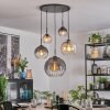 Koyoto Lampadario a sospensione, Lampada a sfera, Lampada a sospensione Ambrato, Chiaro, Grigio fumo, 5-Luci