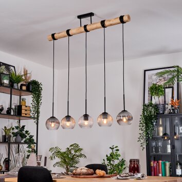 Koyoto Lampadario a sospensione, Lampada a sfera, Lampada a sospensione Écru, Nero, 5-Luci