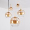 Koyoto Lampadario a sospensione, Lampada a sfera, Lampada a sospensione Oro, Nero, 5-Luci