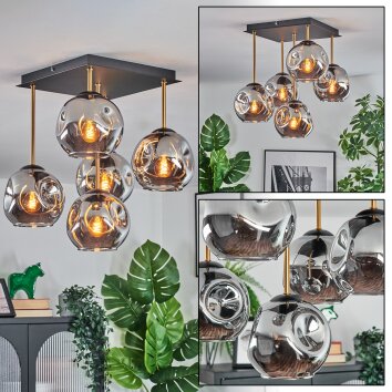 Ripoll Plafoniera, Lampada a sfera Oro, Nero, 5-Luci