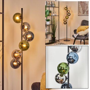 Gastor Lampada a sfera, Lampada da terra 34 cm Blu, Cromo, Verde, Grigio fumo, 6-Luci