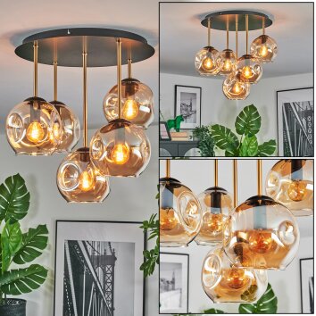 Ripoll Plafoniera, Lampada a sfera Ottone, Nero, 5-Luci Ripoll Plafoniera, Lampada a sfera Ottone, Nero, 5-Luci