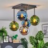 Gastor Plafoniera, Lampada a sfera 37 cm Blu, Cromo, Verde, Grigio fumo, 5-Luci