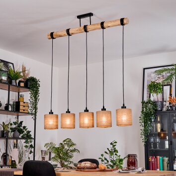 Soungou Lampadario a sospensione, Lampada a sospensione Écru, Nero, 5-Luci Soungou Lampadario a sospensione, Lampada a sospensione Écru, Nero, 5-Luci
