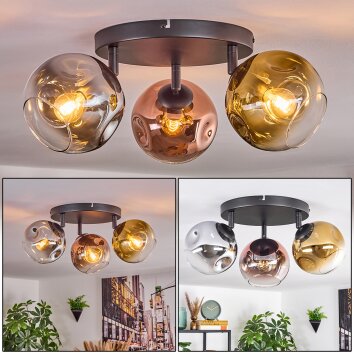 Ripoll Plafoniera, Lampada a sfera Cromo, Oro, Chiaro, Ramato, Grigio fumo, 3-Luci Ripoll Plafoniera, Lampada a sfera Cromo, Oro, Chiaro, Ramato, Grigio fumo, 3-Luci