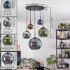 Koyoto Lampadario a sospensione, Lampada a sfera, Lampada a sospensione Blu, Cromo, Verde, Ramato, Grigio fumo, 5-Luci