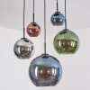 Koyoto Lampadario a sospensione, Lampada a sfera, Lampada a sospensione Blu, Cromo, Verde, Ramato, Grigio fumo, 5-Luci