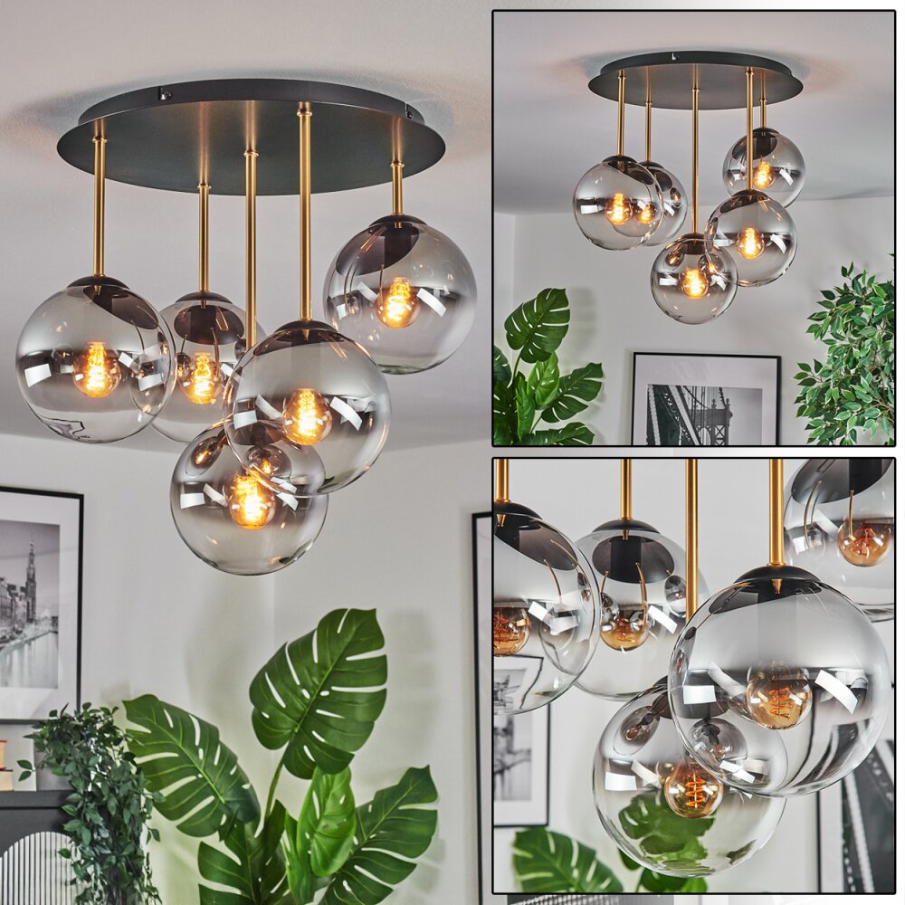 Gastor Plafoniera, Lampada a sfera Ottone, Nero, 5-Luci main product photo