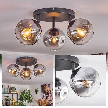 Ripoll Plafoniera, Lampada a sfera Cromo, Chiaro, Grigio fumo, 3-Luci Ripoll Plafoniera, Lampada a sfera Cromo, Chiaro, Grigio fumo, 3-Luci