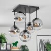 Gastor Plafoniera, Lampada a sfera Chiaro, Grigio fumo, 5-Luci