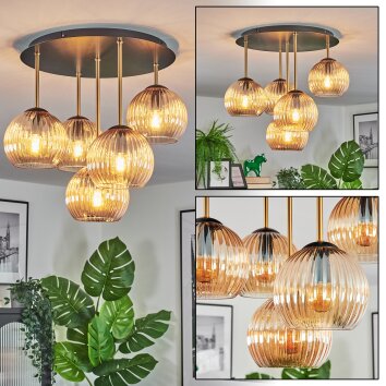 Koyoto Plafoniera, Lampada a sfera 45 cm Ottone, Nero, 5-Luci