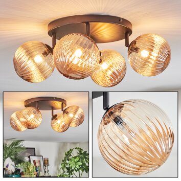 Chehalis Plafoniera, Lampada a sfera 30 cm Ambrato, 4-Luci
