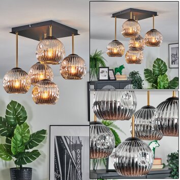 Ripoll Plafoniera, Lampada a sfera Oro, Nero, 5-Luci Ripoll Plafoniera, Lampada a sfera Oro, Nero, 5-Luci