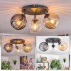 Koyoto Plafoniera, Lampada a sfera Ambrato, Chiaro, Grigio fumo, 3-Luci