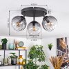Koyoto Plafoniera, Lampada a sfera Chiaro, Grigio fumo, 3-Luci